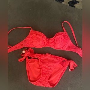 Becca crochet coral bikini